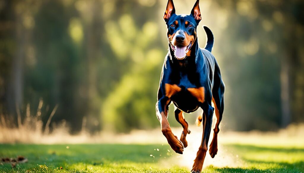 Dobermann im Auslauf